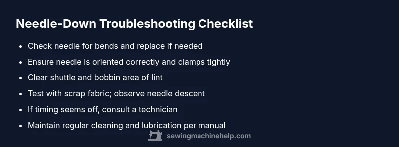 Checklist for troubleshooting needle-down issue on sewing machines
