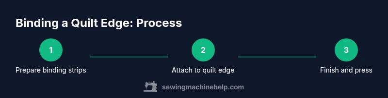 Illustration of a quilt being bound with binding strips