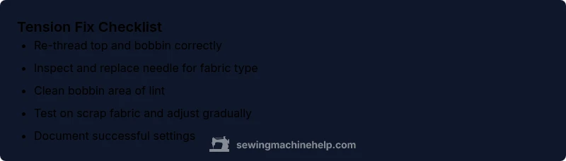 Checklist for diagnosing sewing machine tension